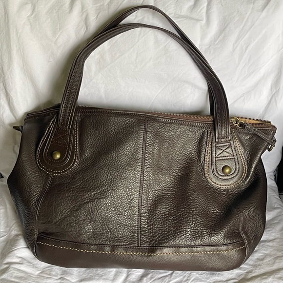 The Sak Brown Leather Shoulder Bag with Double Handles - Picture 4 of 8